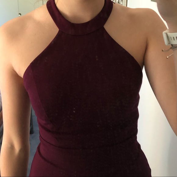 Lulu's Lace-Back Burgundy Dress - Picture 2 of 4